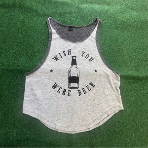 “Wish You Were Beer” Gray Graphic Tank Top